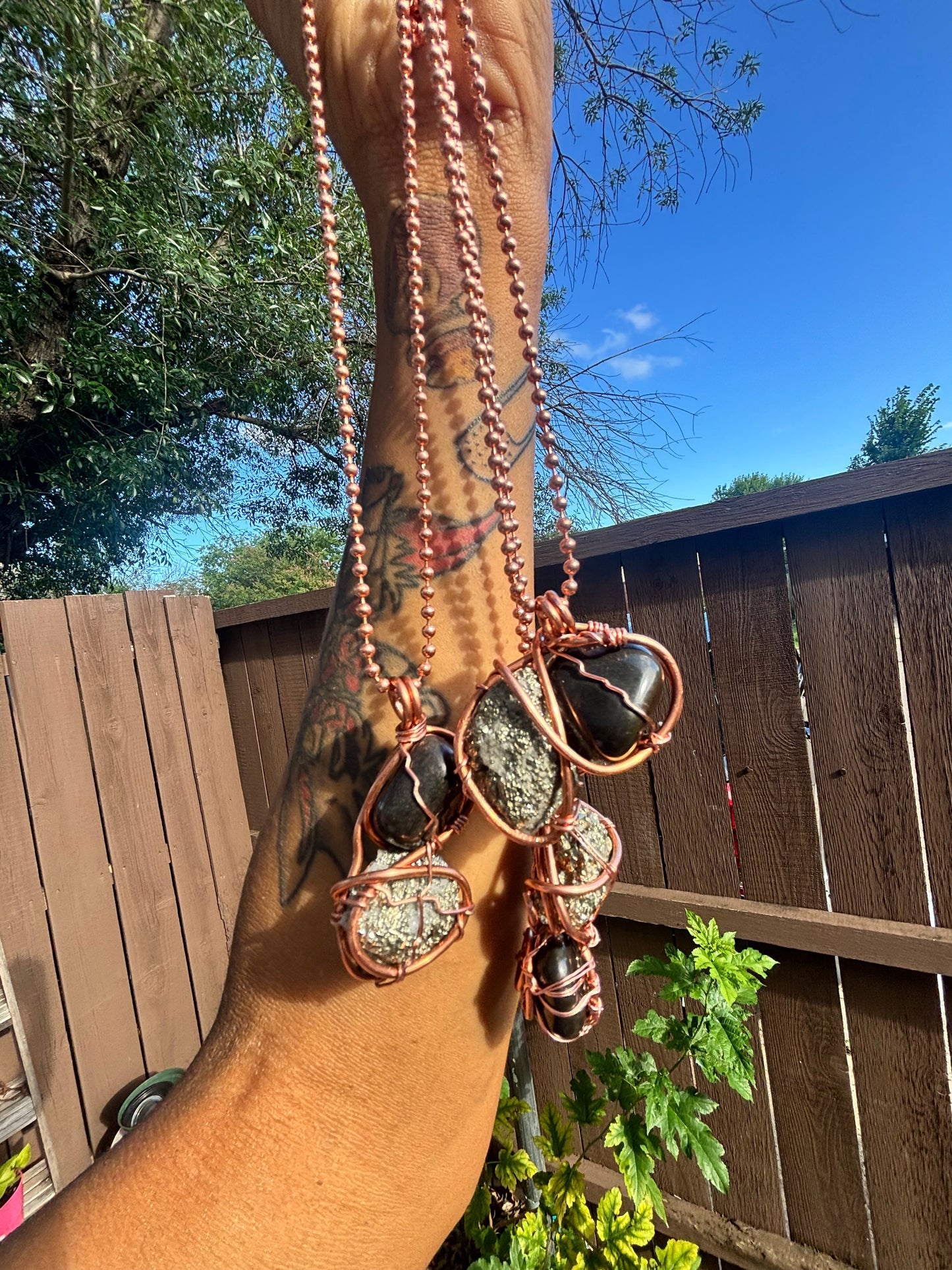 Black agate/pyrite (motivation and focus) pendant - The Kreative Unikorn LLC