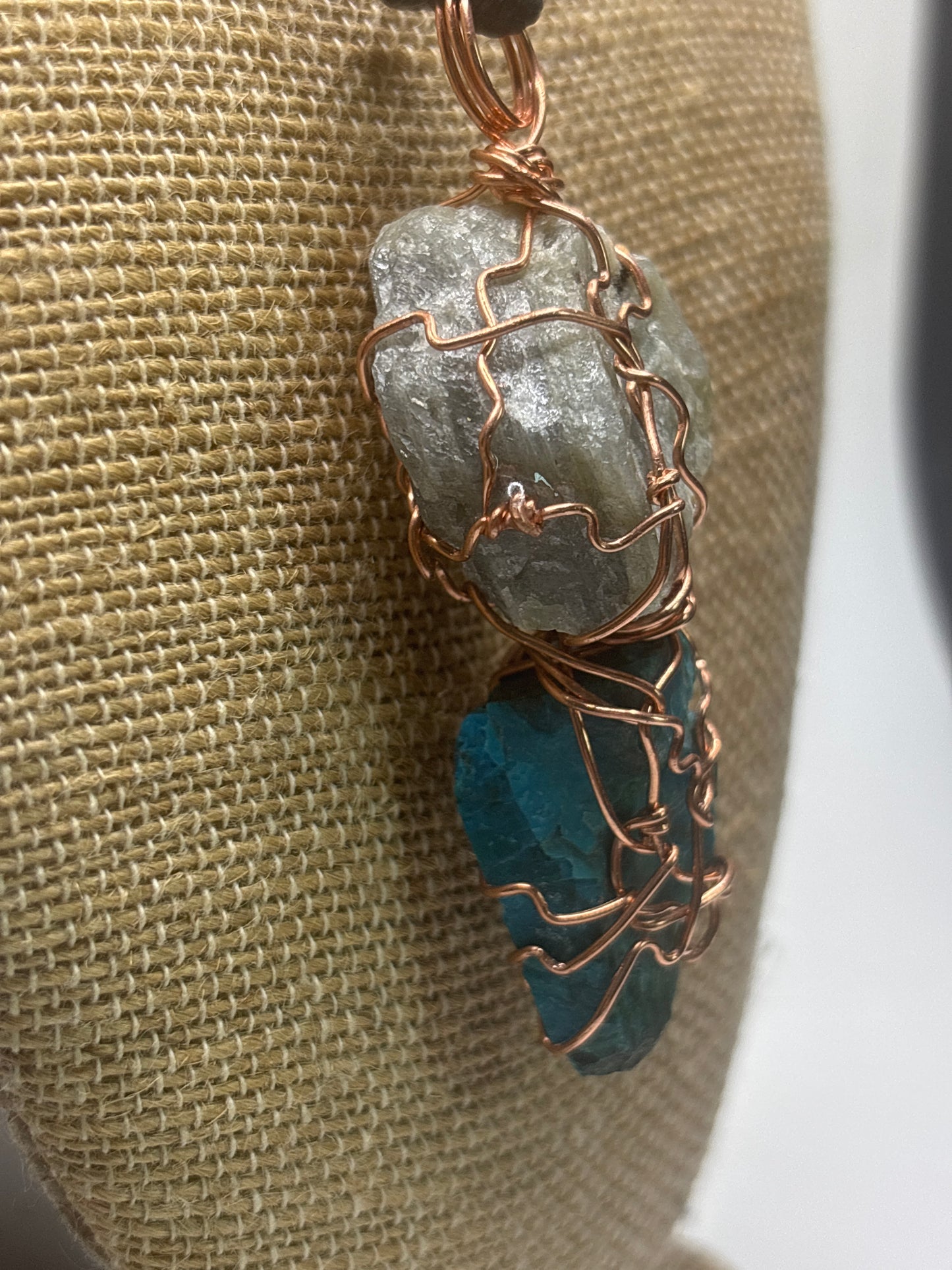 Labradorite and Chrysocolla pendant