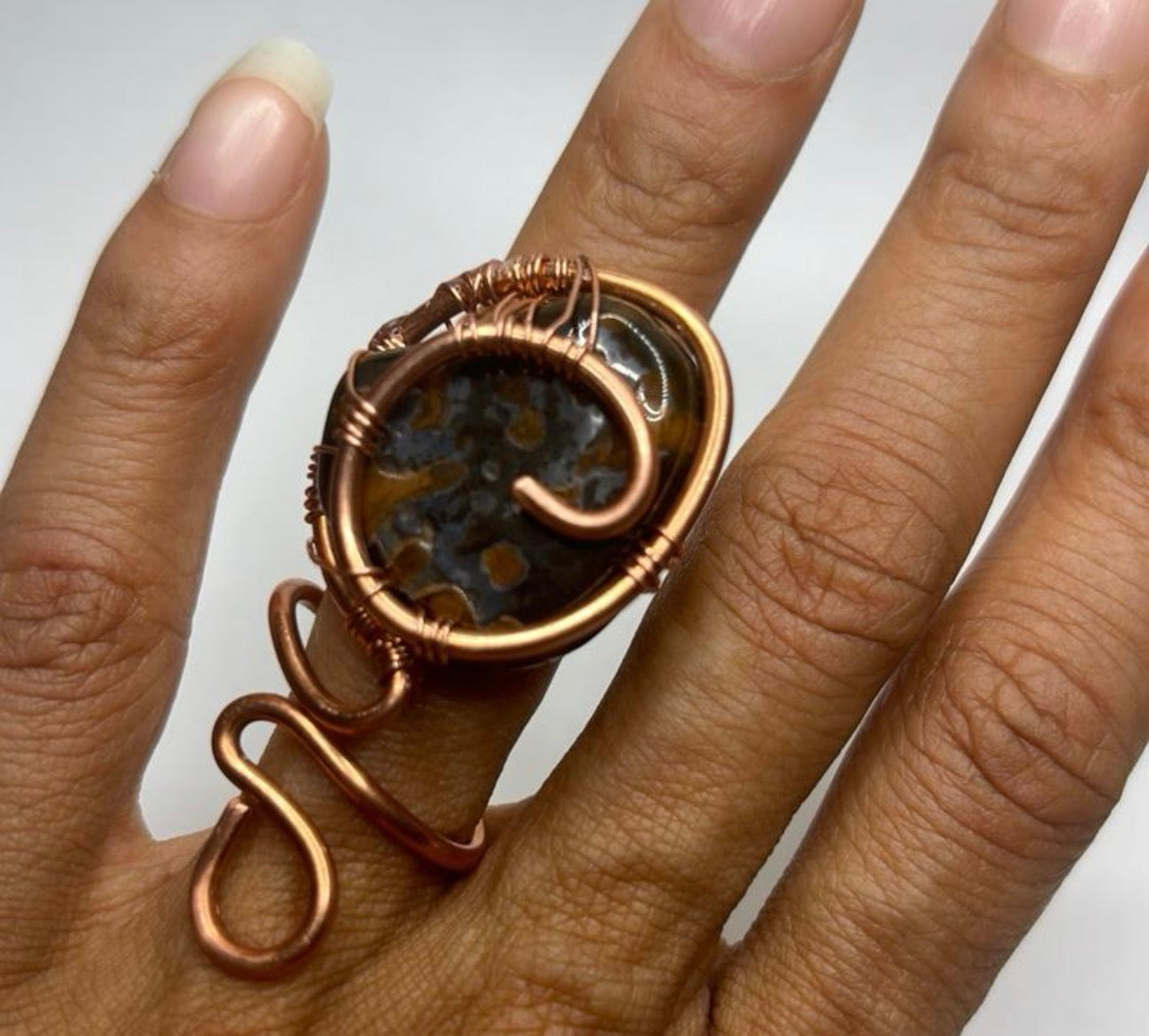 Tiger eye jumbo adjustable ring