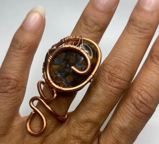 Tiger eye jumbo adjustable ring - The Kreative Unikorn LLC