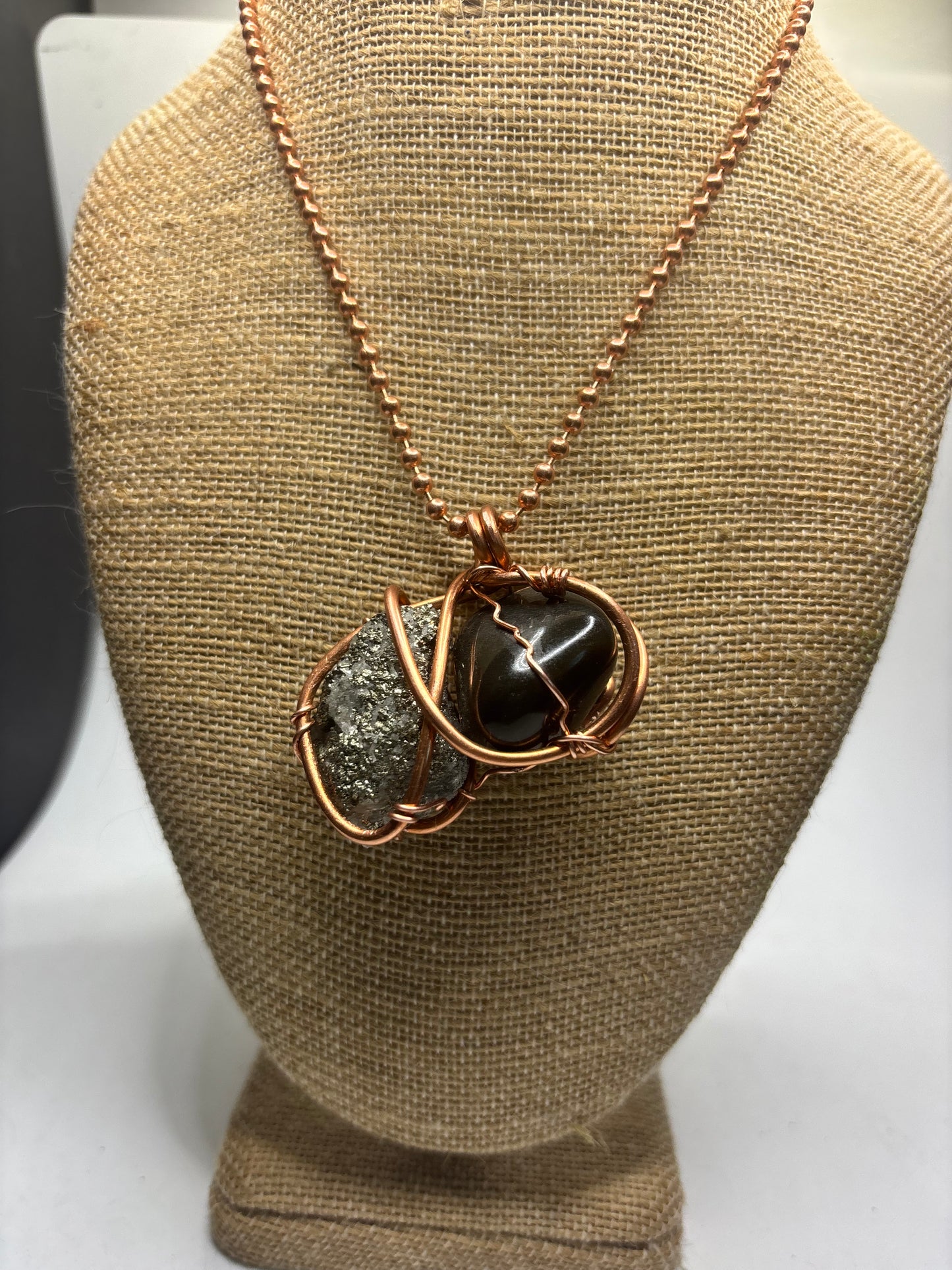 Black agate/pyrite (motivation and focus) pendant