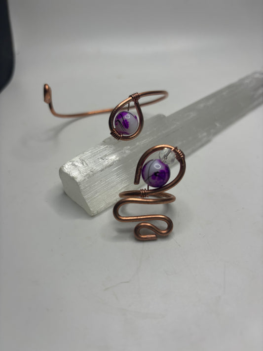 Glass bead art set (ring and bangle)