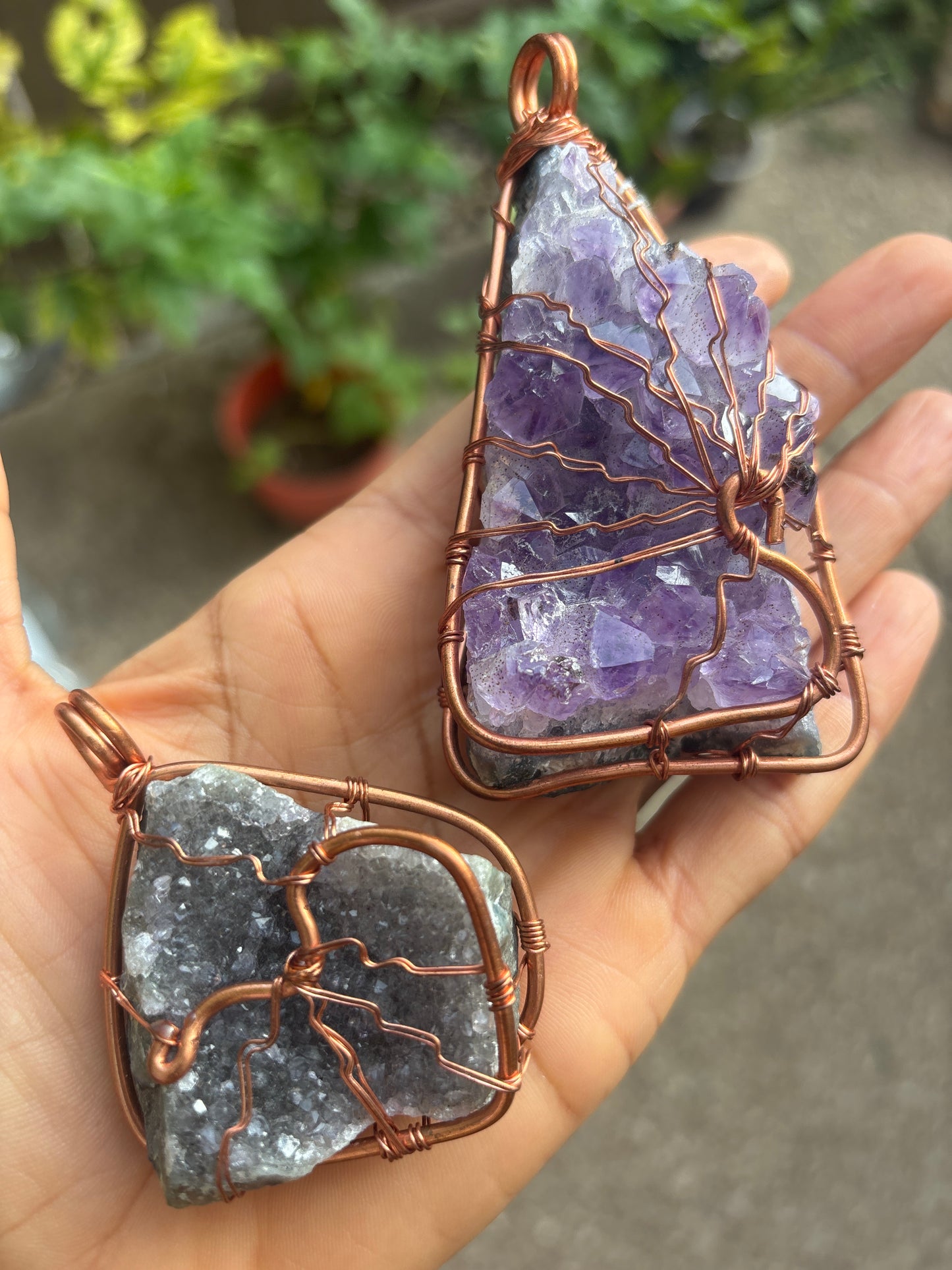 Jumbo Amethyst Pendant on copper chain