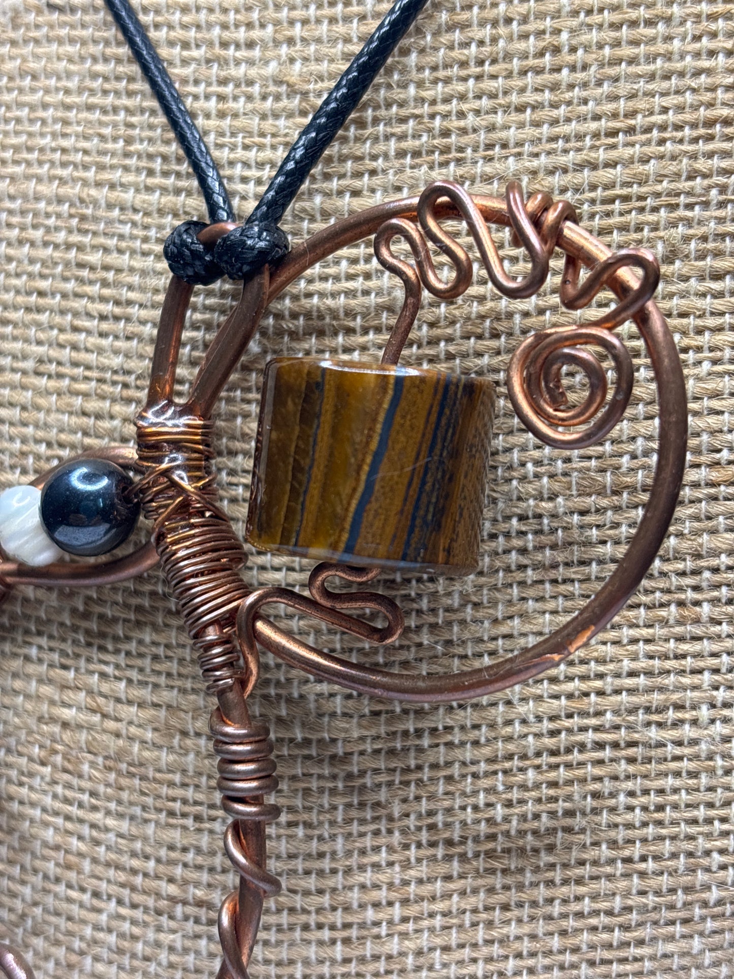 Tiger eye fidget spinner pendant