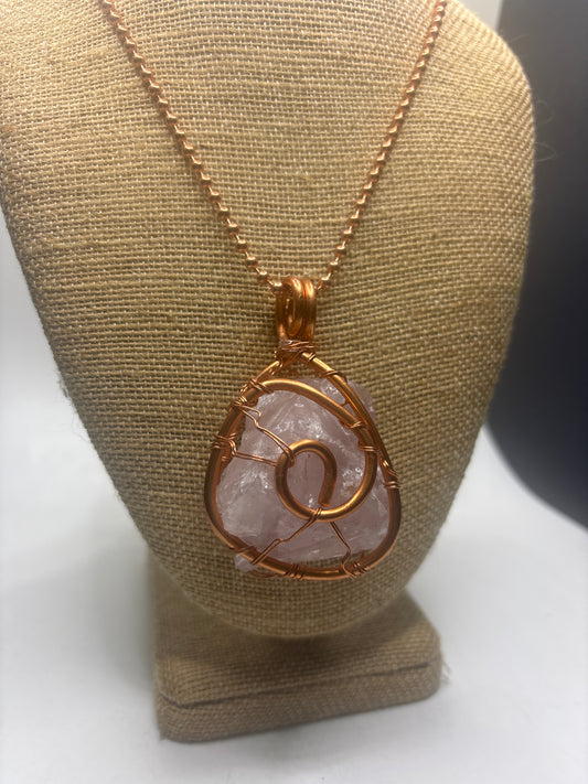 Jumbo Rose Quartz pendant - The Kreative Unikorn LLC