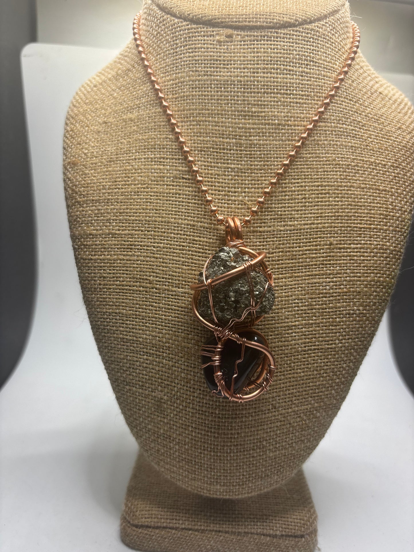 Black agate/pyrite (motivation and focus) pendant