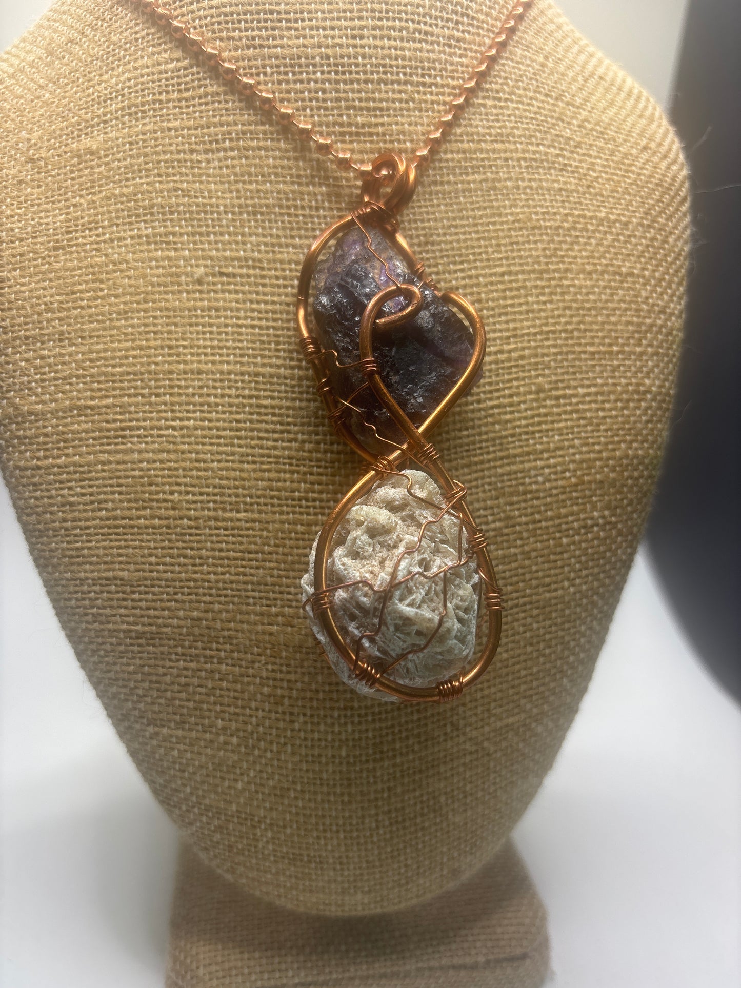 African amethyst/ Selenite rose pendant