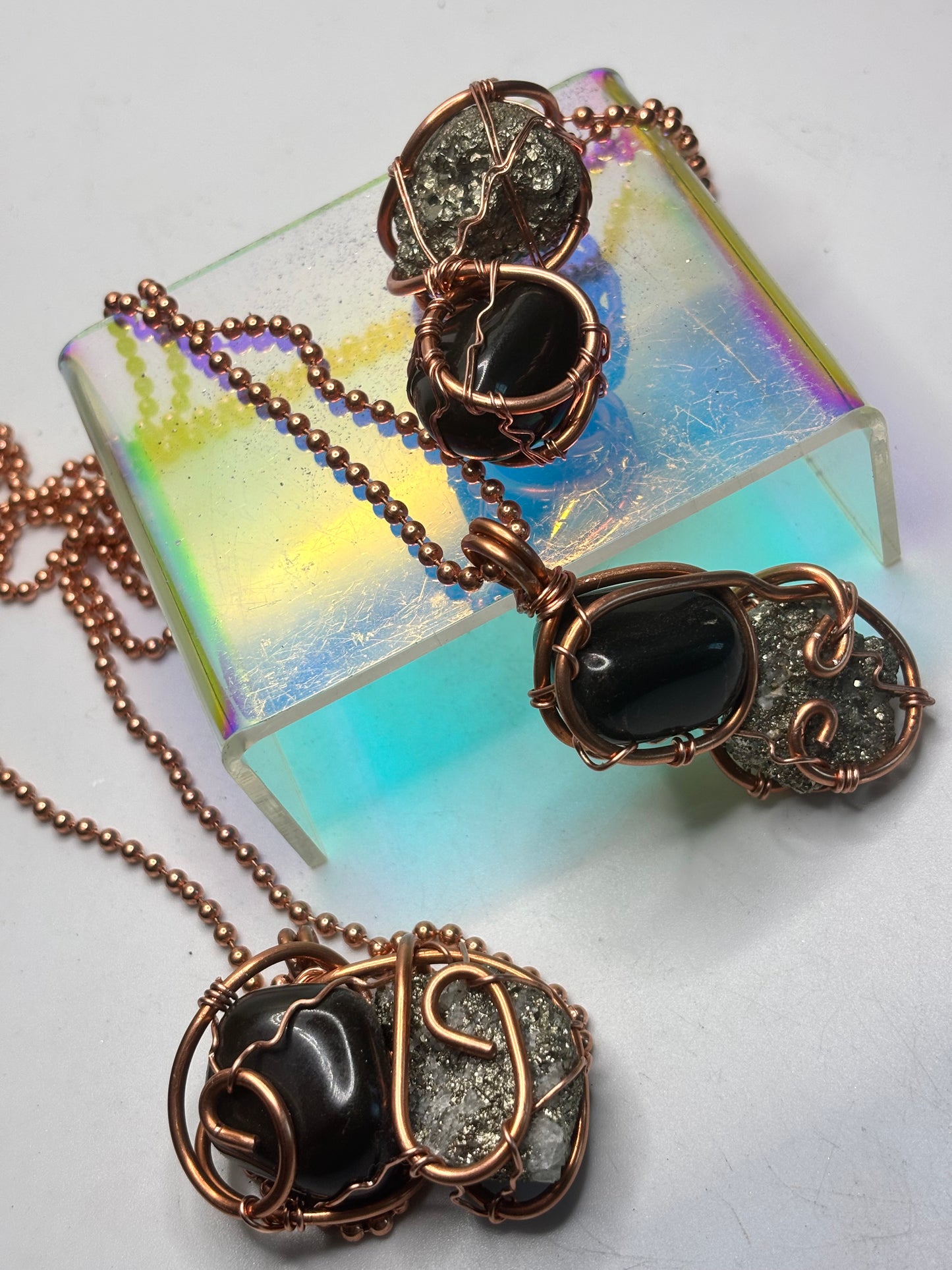 Black agate/pyrite (motivation and focus) pendant