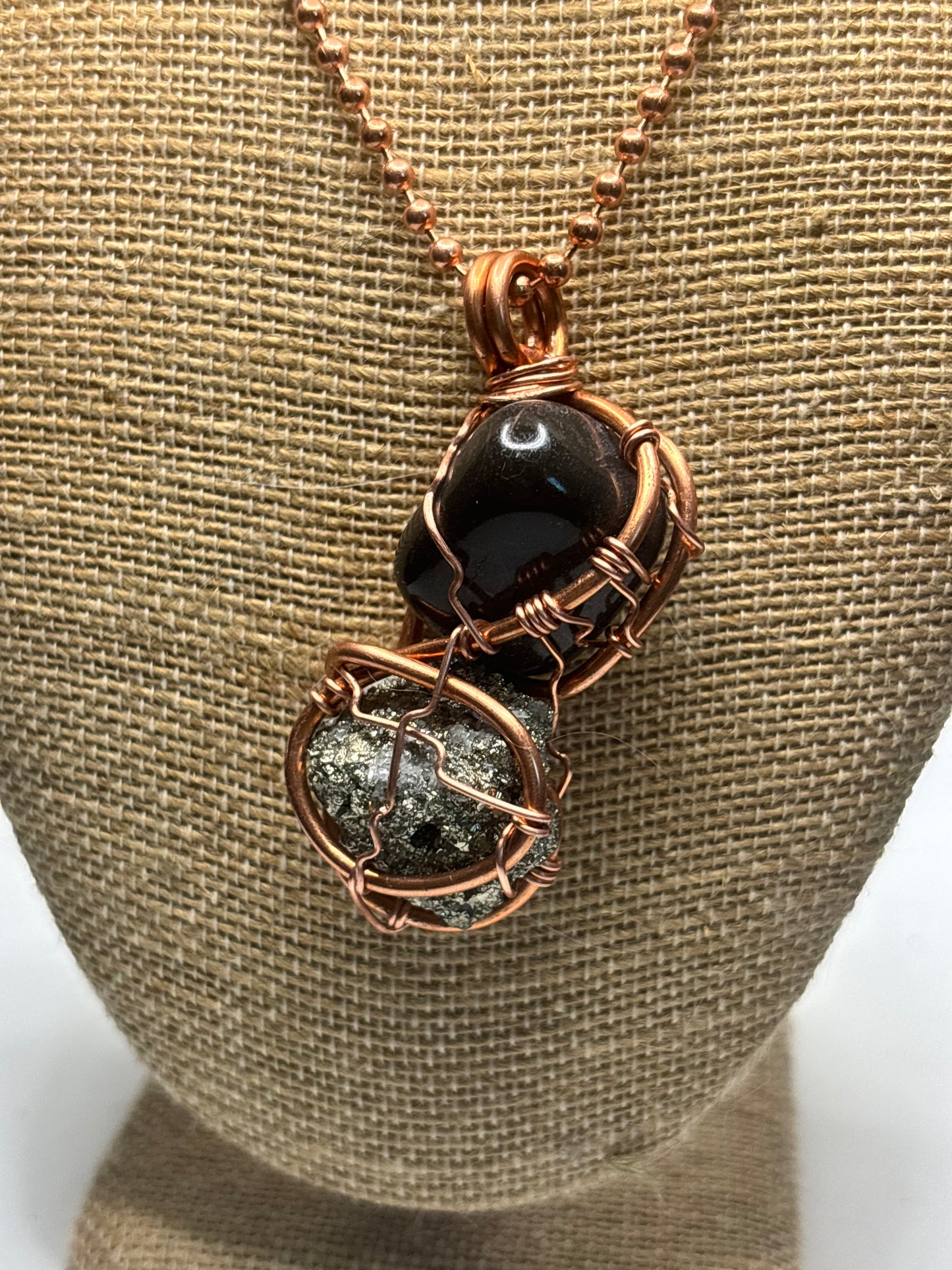 Black agate/pyrite (motivation and focus) pendant