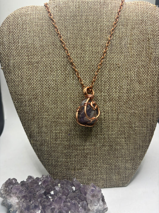Amethyst on copper chain