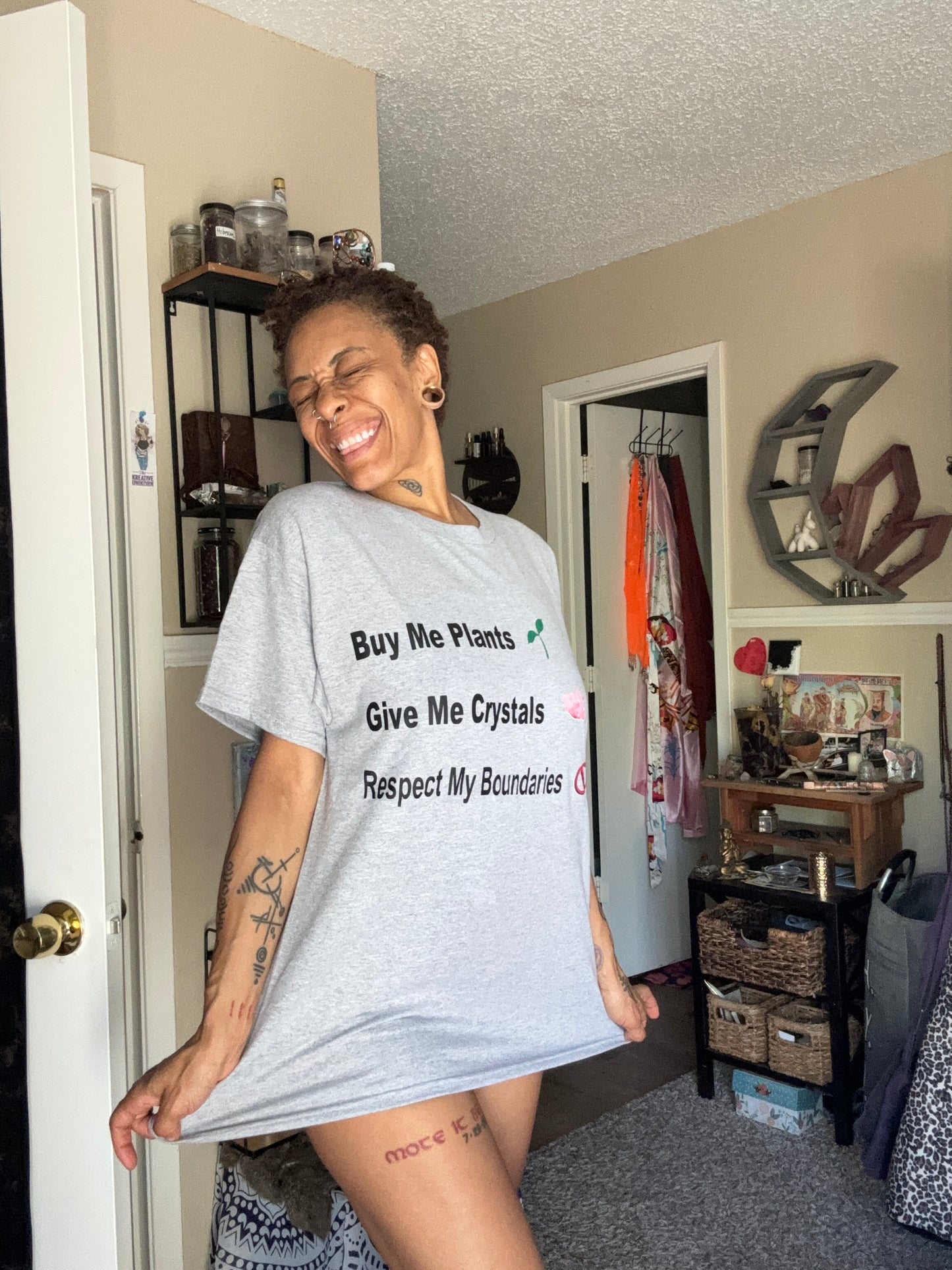 Buy Me Plants, Give me Crystals Tee
